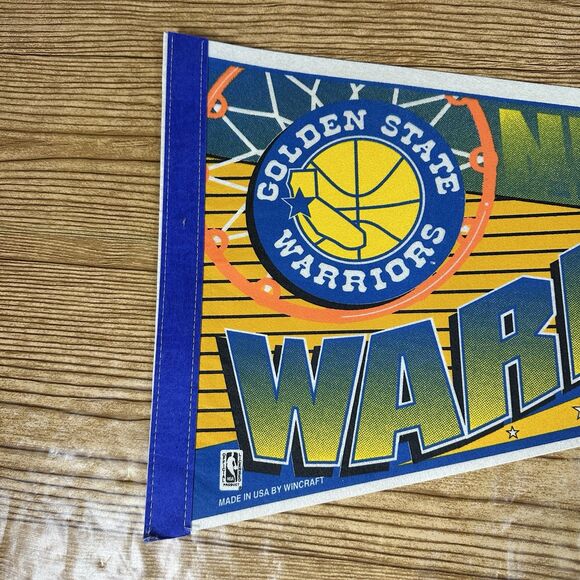 Vintage NBA Golden State Warriors Basketball Pennant WINCRAFT 1990's 30x12” - Picture 2 of 10